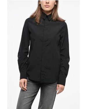 Wardrobe NYC Popeline Shirt With Concealed Closure - Black