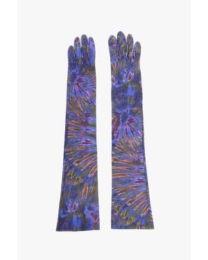 DSquared² Tie Dye Effect Warm Leather Gloves - Blue