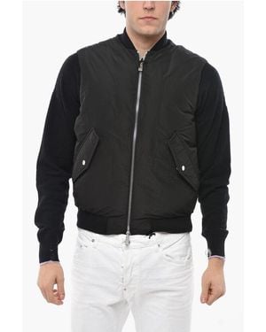 DSquared² Bomber Fit Padded Icon Waistcoat With Refractive Detail - Black