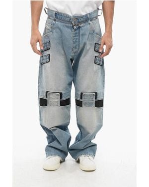 Balmain Loose Fit Jeans With Velcro Details 26Cm - Blue