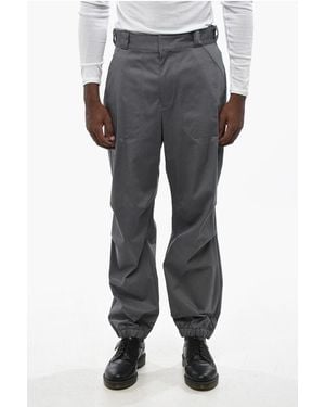 Prada Cuffed Hem Stretch Cotton Trousers - Grey