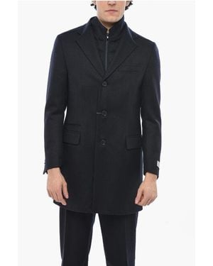 Nino Danieli Virgin Wool Coat With Removable Chest Piece - Black