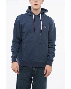 Eden Park Cotton Hoodie With Contrasting Monogram - Blue