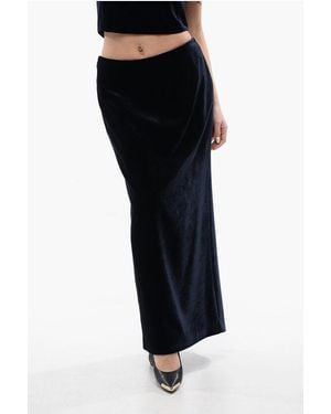 Fendi Back Full Zipped Palmira Velour Maxi Skirt - Black