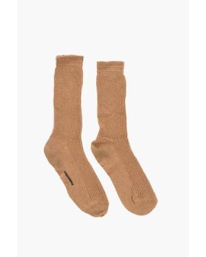 DSquared² Solid Colour Wool Blend Long Socks - White
