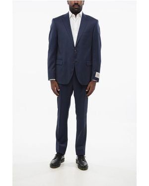 Corneliani Virgin Wool Centre Vent Notch Lapel 2-Button Suit - Blue