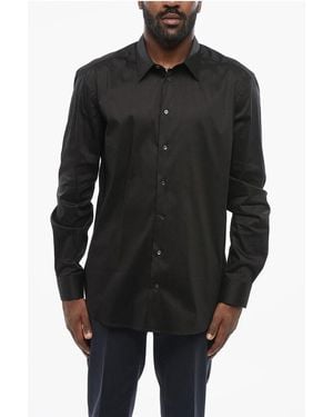 Armani Emporio Cotton Blend Slim Fit Shirt - Black