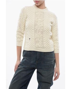 Dior Crew Neck Aran Virgin Wool Jumper - Blue