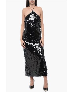 ROTATE BIRGER CHRISTENSEN Maxi Slip Dress With Sequins - Black
