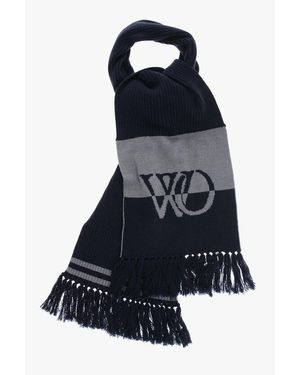 Off-White c/o Virgil Abloh Two-tone Virgin Wool Scarf With Fringes - Blue