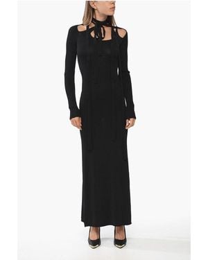Y. Project Tie Neck Knitted Maxi Dress - Black