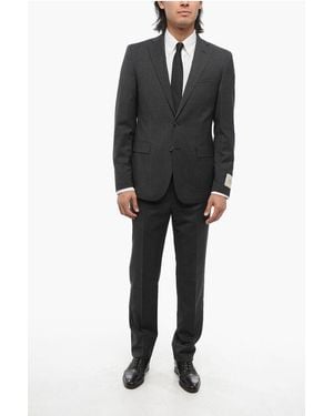 Corneliani Cc Colelction Houndstooth Virgin Wool Side Vents Notch Lapel - Black