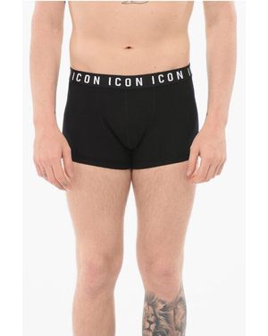 DSquared² Cotton Icon Boxer With Logoed Waistband - Black