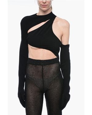 Monot Asymmetric Top With Glove-Style Sleeves - Black