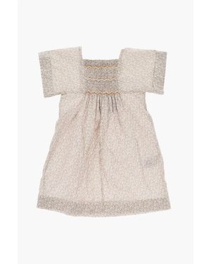 Bonpoint Floral Patterned Dress With Draped Front - Natural