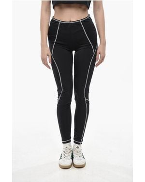 DSquared² Beachwear Stretch Fabric Leggings With Exposed Seams - Black