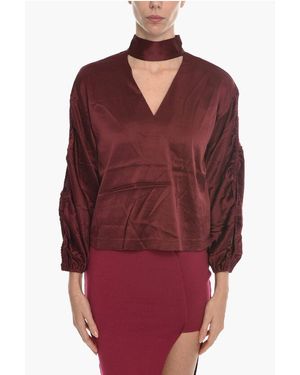 Notes Du Nord Silk Electra Blouse With Cut Out Details - Red
