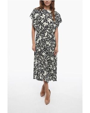 Stella McCartney Peplum-Style Silk Dress With Floral Print - Black