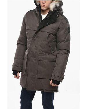 Nobis Solid Colour Yatesy Utility Down Jacket With Real Fur Detail - Black