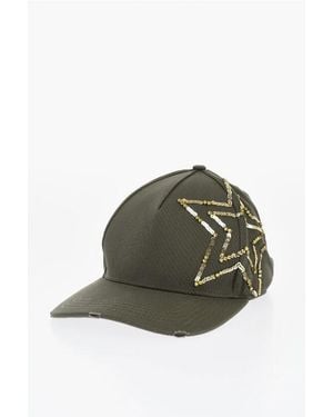DSquared² Cotton Gabardine Cap With Sequin - Green