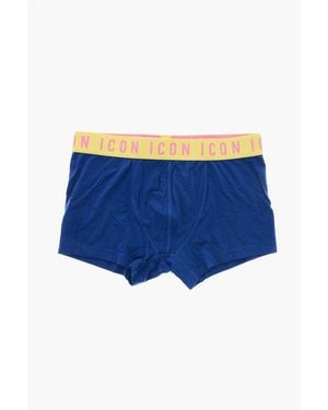 DSquared² Icon Solid Colour Boxer With Contrasting Elastic Band - Blue