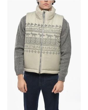 and wander Maison Kitsune' Sleeveless Patterned Padded Jacket - Grey