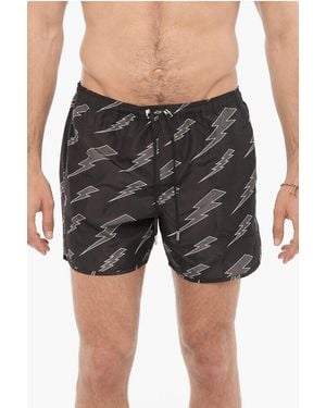 Neil Barrett All Over Thunderbolt Printed Swim Shorts - Grey