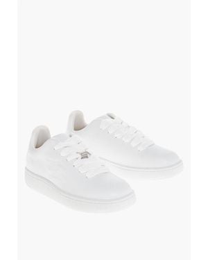 Burberry Leather Trainers With Embossed Logo - White