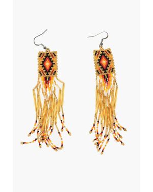 Jessie Western Glass Beaded Earrings - Metallic