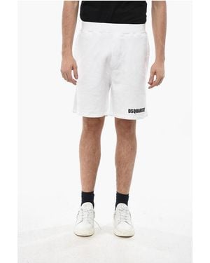 DSquared² Brushed Cotton Shorts With Elastic Waistband - White