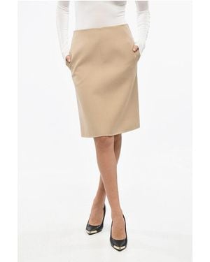 Dior A-Line Midi Skirt With Back Zip - Natural