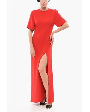Valentino Silk Short-Sleeved Long Dress - Red