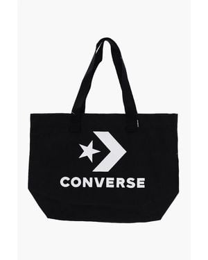 Converse Solid Colour Maxi Tote Bag With Contrasting Print - Black