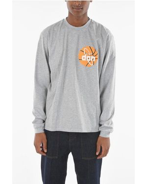 Just Don Printed Long Sleeve T-Shirt - Grey