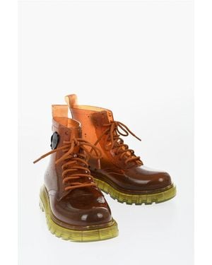 Viktor & Rolf Melissa Rubber Coturno Combat Booties With Contrasting Sole - Brown