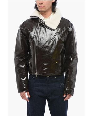 Dior Craquelé Leather Jacket With Side Zip - Black
