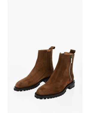 Off-White c/o Virgil Abloh Suede Combat Booties - Brown