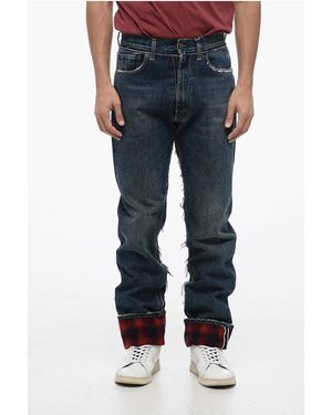 Maison Margiela Wool Hem Relaxed Denim Jeans - Blue