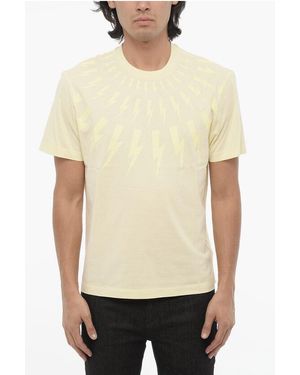 Neil Barrett Slim Fit Fairisle Thunderbolt Crew-Neck T-Shirt With Top - Natural