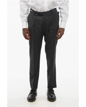 Corneliani Single-Pleated Virgin Wool Trousers - Black