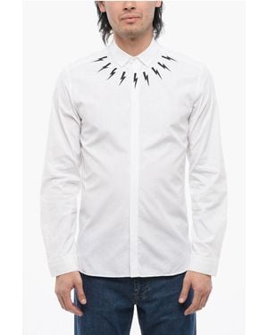 Neil Barrett Slim Fit Thunderbolt Shirt - White