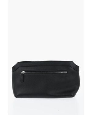 The Row Textured Leather Terrasse Pouch With Zipped Closure - Black