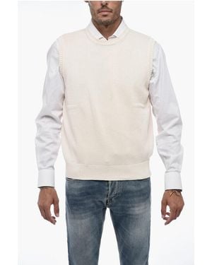 Corneliani Cotton Knit Crewneck Vest - White