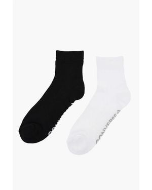 Converse Set Of 2 Pairs Of Solid-Color Socks With Contrast Logo - Black