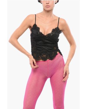 DSquared² Silk And Lace Crop Top - Black