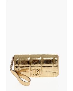 DSquared² Snake-Effect Leather Pochette With Monogram - Metallic