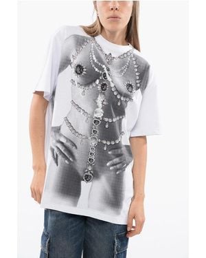 John Richmond Oversized Berdi T-Shirt With Trompe L'Oeil Print - Grey