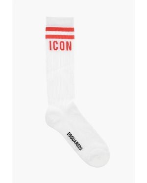 DSquared² Icon Long Socks With Contrasting Monogram - White