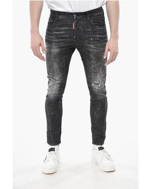 DSquared² Stretch Denim Jeans Tidy Biker, Vintage Effect 15Cm - Black