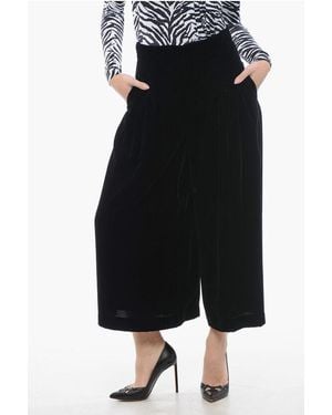 Dior Velour Gaucho Trousers With Hidden Closure - Black